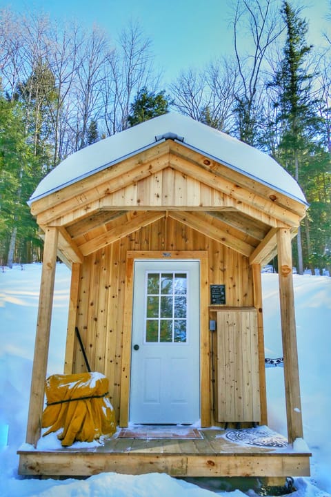 The sauna building!  Just steps from the back door. St your spa experience await