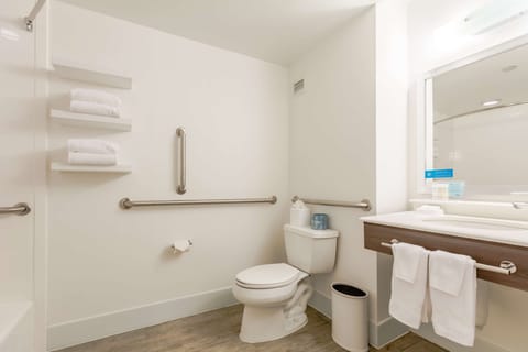 One Queen Bed, Non-Smoking, Accessible | Bathroom | Combined shower/tub, hydromassage showerhead, free toiletries