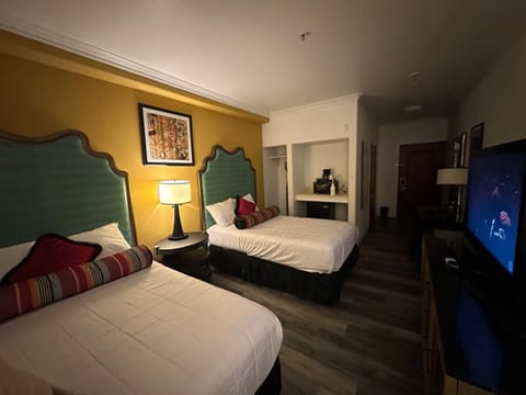 Room, 2 Queen Beds, Non Smoking | Iron/ironing board, free wired internet, alarm clocks