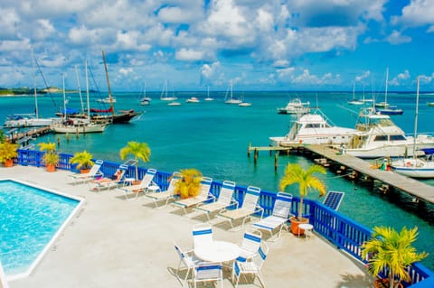 Outdoor pool, sun loungers