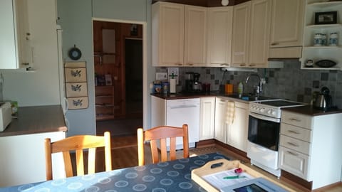 Family House, 1 Bedroom, Sauna | Private kitchen | Full-size fridge, microwave, oven, stovetop