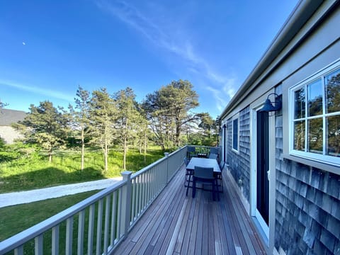 Private deck with entrances off the master bedroom and the living room.