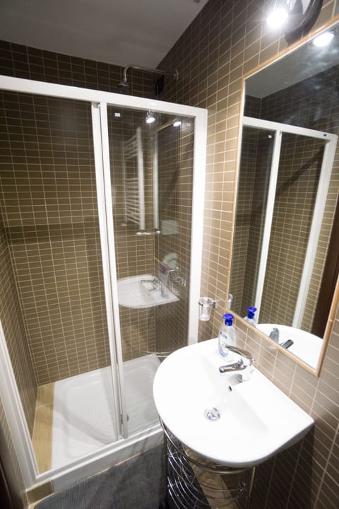 Hair dryer, towels, soap