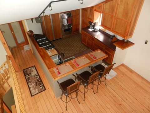 View of kitchen from the loft.
