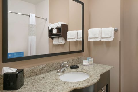 Room, 1 King Bed, Non Smoking | Bathroom | Combined shower/tub, free toiletries, hair dryer, towels