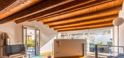 Apartment, 1 Bedroom, Terrace | Living area | TV, fireplace
