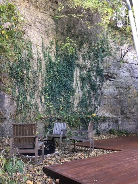 fire pit nestled against the bluff