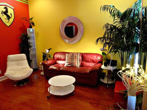 Living room, sleeper sofa sleeps 2,  recessed lighting, 75" Smart TV