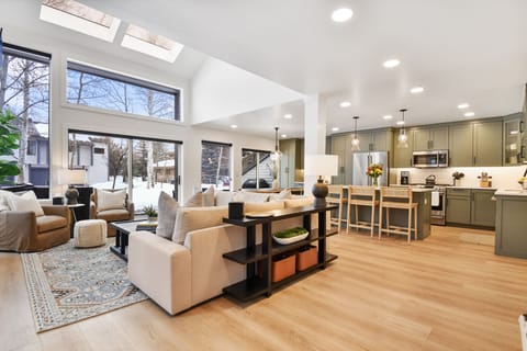 Main Level Entry Kitchen Dining Living Bar View and Hot Tub