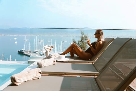 Outdoor pool, sun loungers