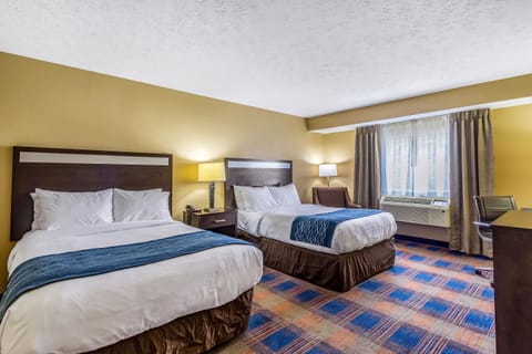 Standard Room, 2 Double Beds, Non Smoking | Premium bedding, desk, laptop workspace, blackout drapes