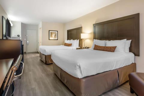 Desk, blackout drapes, iron/ironing board, free cribs/infant beds