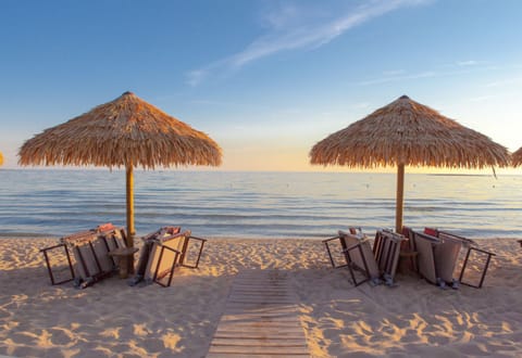Private beach, sun loungers, beach umbrellas, scuba diving