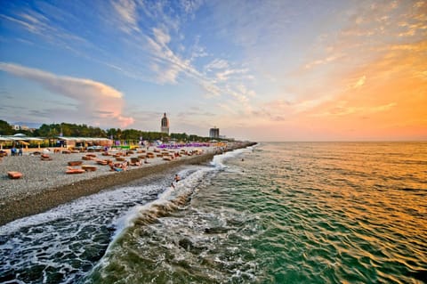 On the beach, white sand