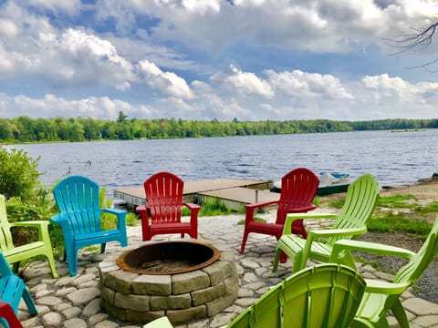 Built-in lakeside fire pit, wood provided