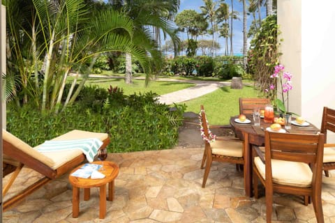 Ocean and pool view lanai! - lanai with dining table, chaise lounge and end table!