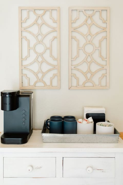 Coffee bar station in the upper living room (in addition to the coffee maker in the downstairs kitchen) leaves options for the early risers
