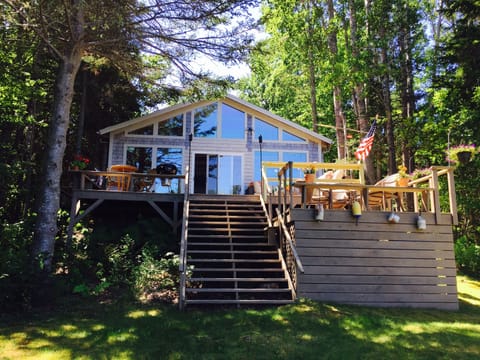 Beautiful back deck, spacious with great views down to the ocean. 