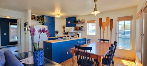 The kitchen is stocked with basic kitchen needs for your comfort and convenience. 