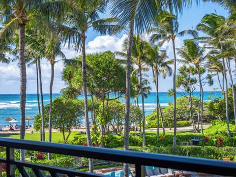 Ocean and beach view lanai! - Watch the whales breach from your lanai with dining table, chaise lounge and end table!