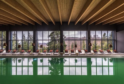 Indoor pool, outdoor pool, sun loungers
