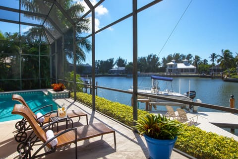 Relaxing and private sun bathing overlooking tranquil lagoon.