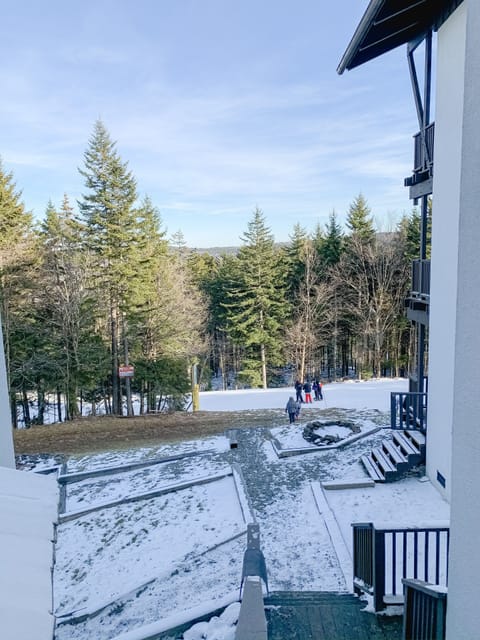 View walking down the stairs to the villa
