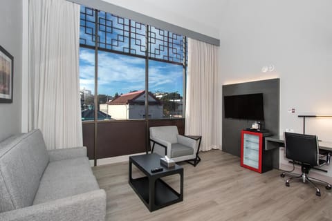 Suite, 1 King Bed, Accessible, Refrigerator (Walk-in Shower) | Desk, iron/ironing board, free WiFi, bed sheets