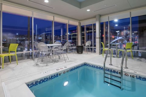 Indoor pool, open 8:00 AM to 10:00 AM, sun loungers