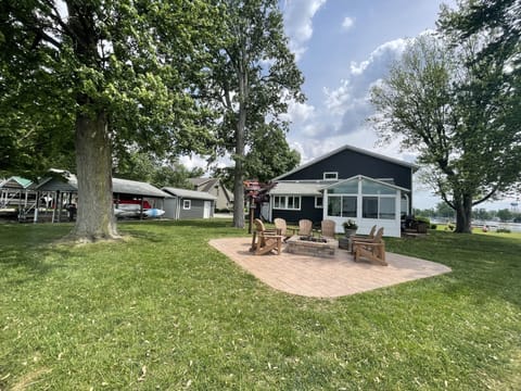 Loads of private waterfront with firepit and adirondack seating for 10