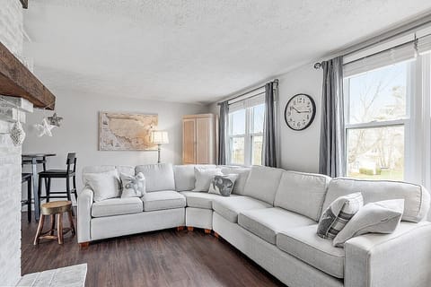 Jordan's furniture sectional couch is so cozy
Pub table in background 