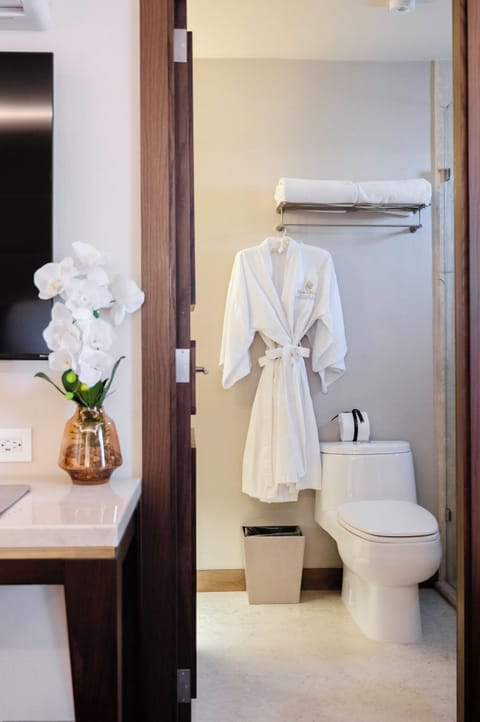 New Class Doble Queen | Bathroom | Shower, rainfall showerhead, designer toiletries, hair dryer