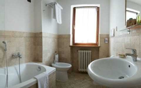 Shower, free toiletries, hair dryer, bidet