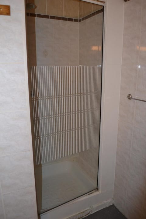 Combined shower/tub, hair dryer, towels