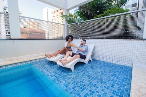 Outdoor pool, sun loungers