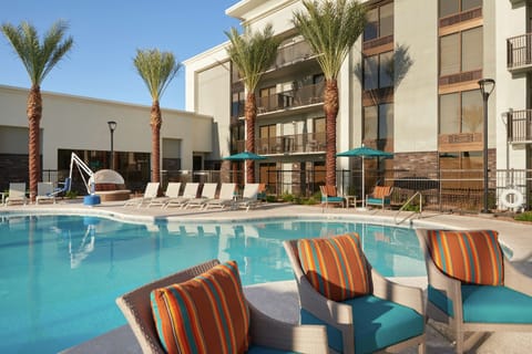 Outdoor pool, open 8:00 AM to 10:00 PM, pool umbrellas, sun loungers