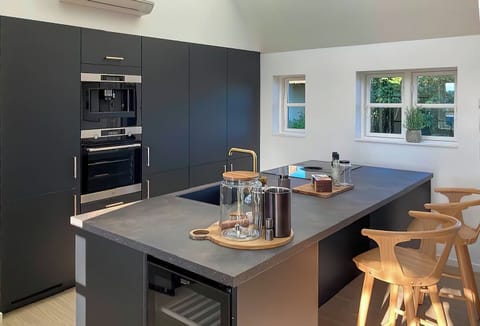 Luxury Apartment | Private kitchen | Fridge, oven, stovetop, electric kettle