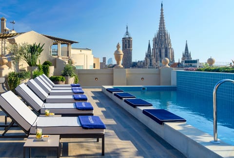 Outdoor pool, sun loungers