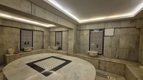 Sauna, steam room, hot stone massages, deep-tissue massages