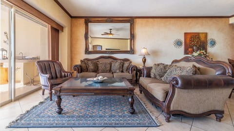 Gather in the traditional styled living room.