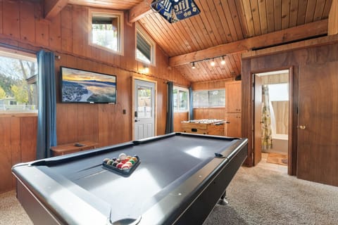 Game Room with vaulted Ceilings - Game room with Pool table, Foosball, PacMan and more