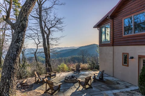Lower level outdoor seating with fire pit