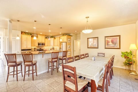 Large dining table with seating for 10