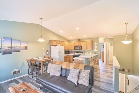 The living room leads right into the dining area and kitchen with wonderful open floor plan.