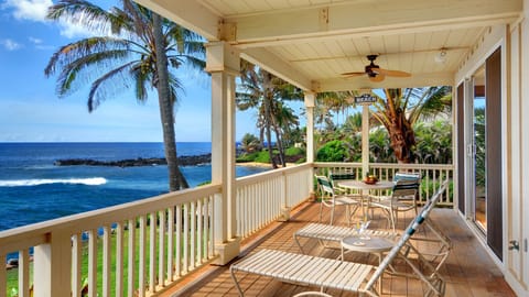 Hale Mahana Kai at Kukuiula - Oceanfront Dining & Lounging Lanai View - Parrish Kauai
