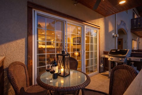Private covered patio with propane grill