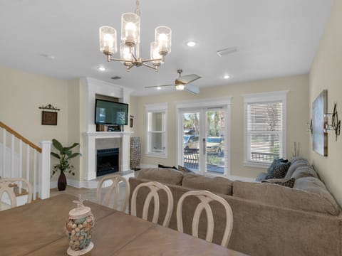 Living area and dining area          (fireplace inoperable)