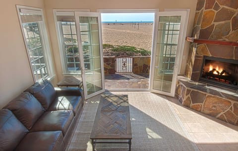 Photo showing view to the beach from the living room area