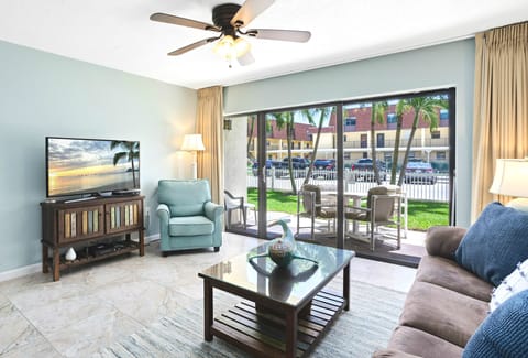 Comfortable living room with patio access.