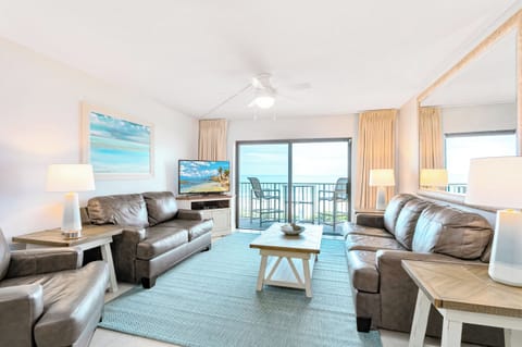 Bright and airy living space with stunning oceanfront views.